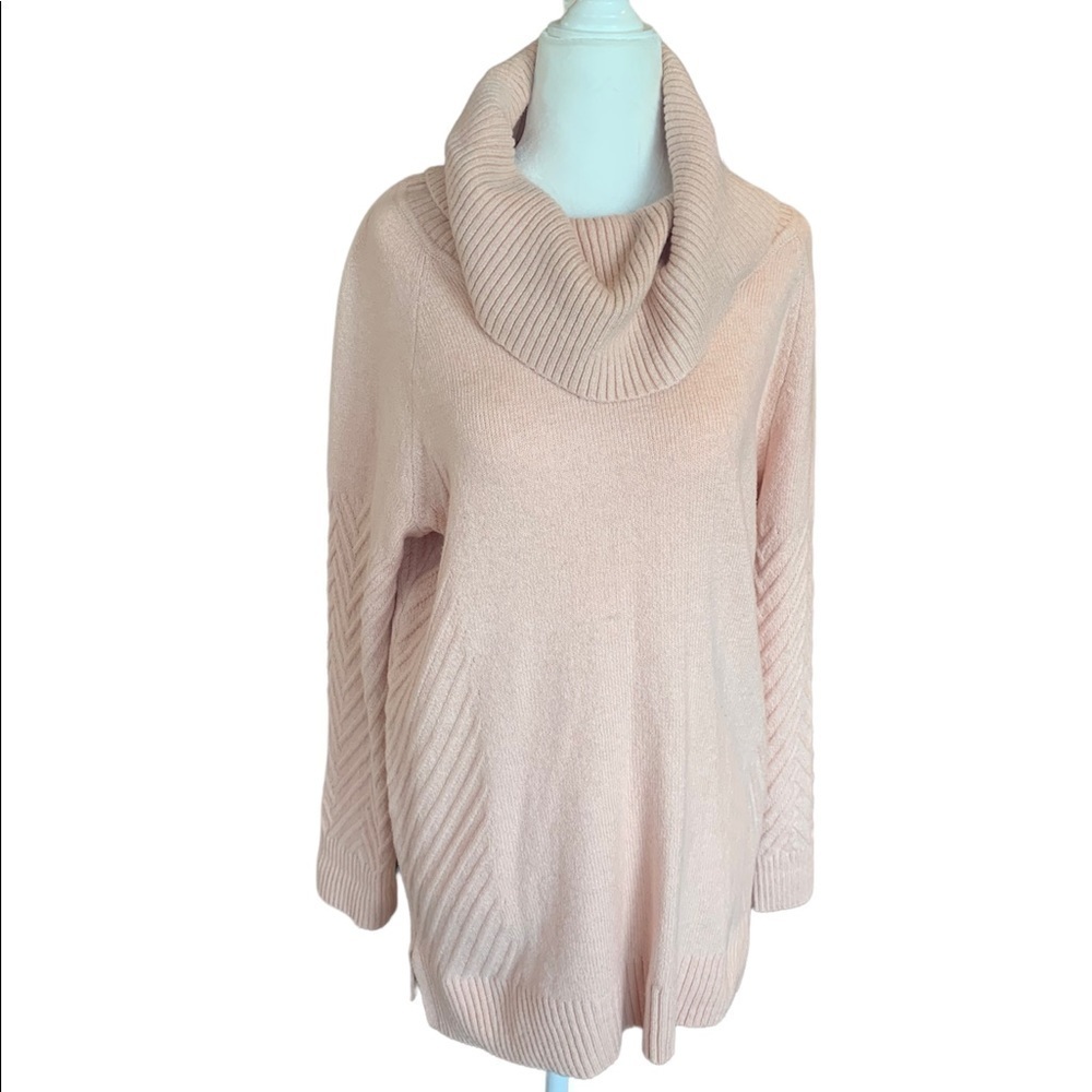 Calvin Klein Cozy Baby Pink Ribbed Knit Turtleneck Sweater - Picture 2 of 11